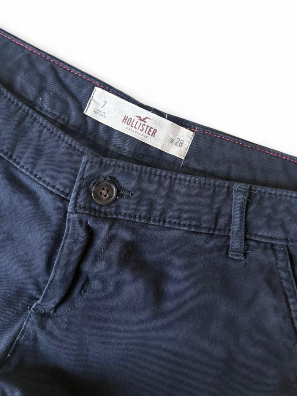 Hollister Women's Dark Navy High-Waist Cotton Shorts - Picture 3 of 3